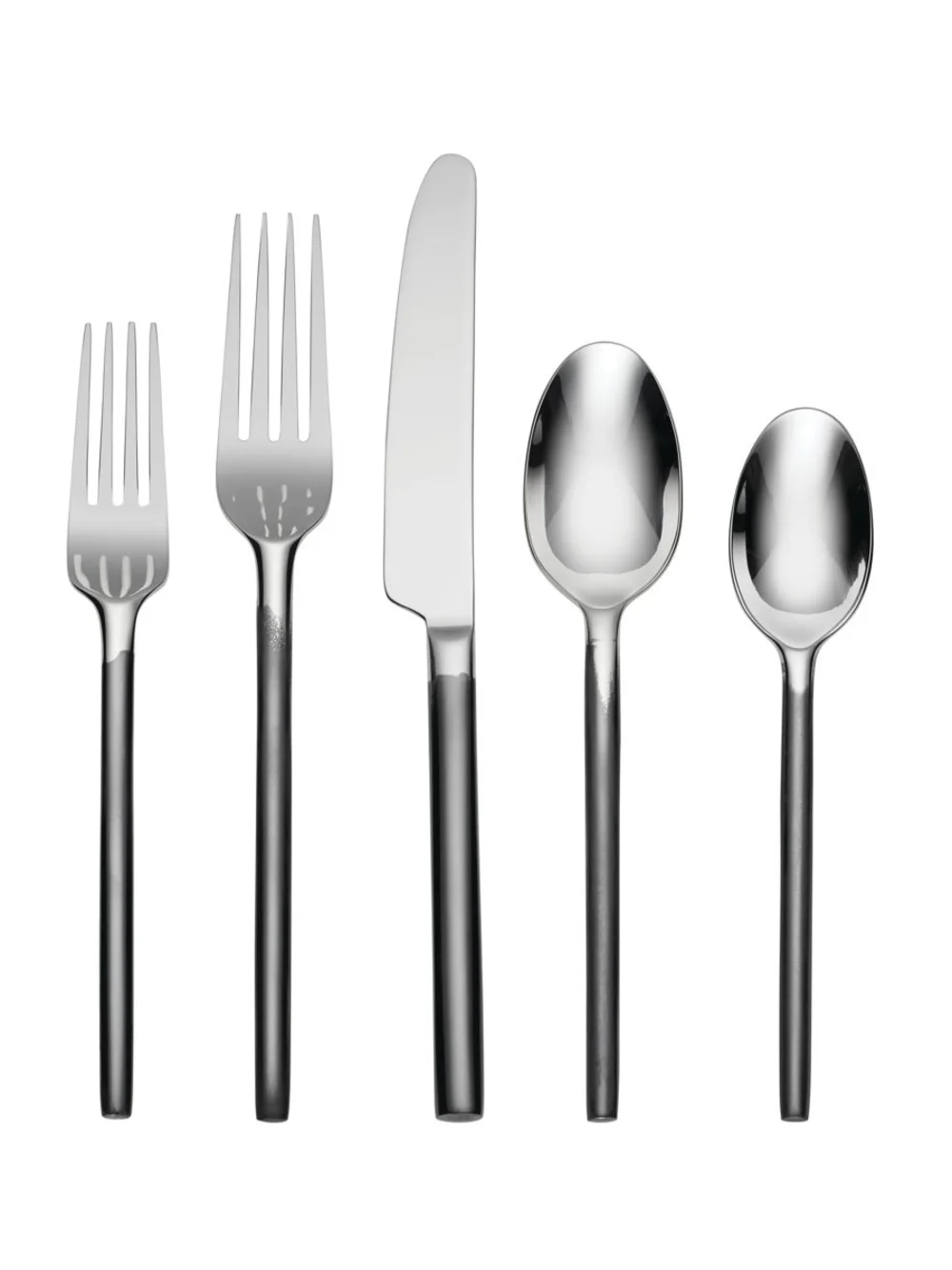 Oneida Stainless Steel Flatware Set in Silver and Black